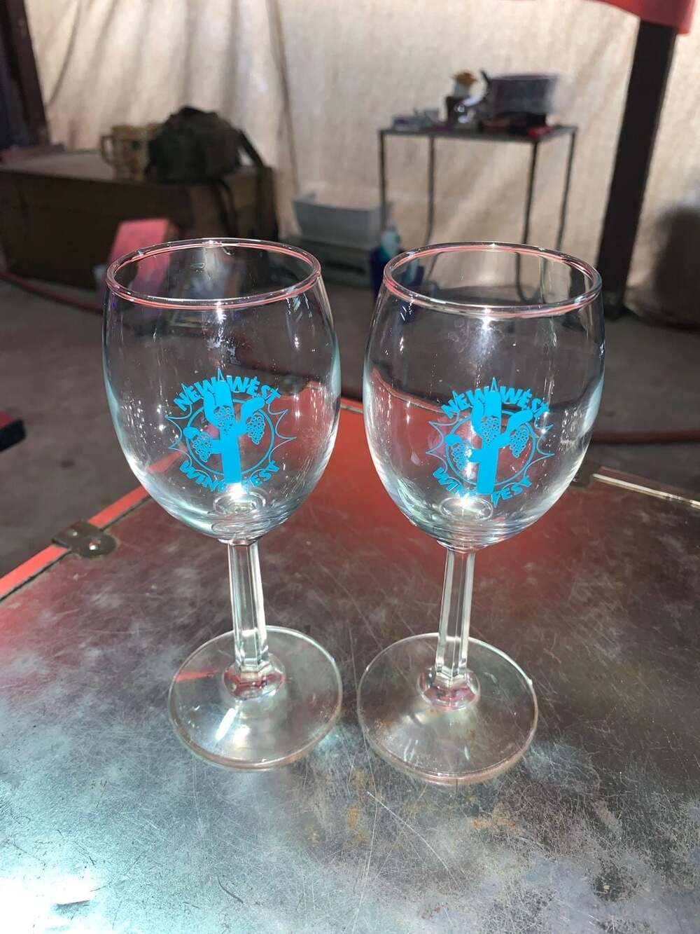 Set of 2 New West Wine Fest Souvenir Wine Glasses